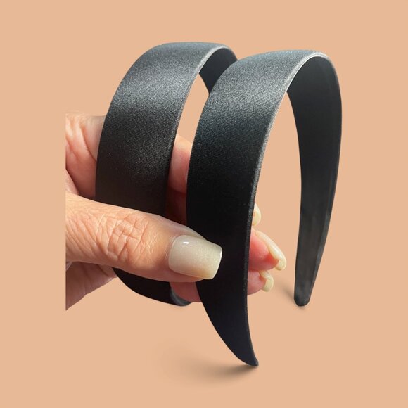 BLACK SATIN HEADBANDS FOR LADIES X 2 - Picture 1 of 1
